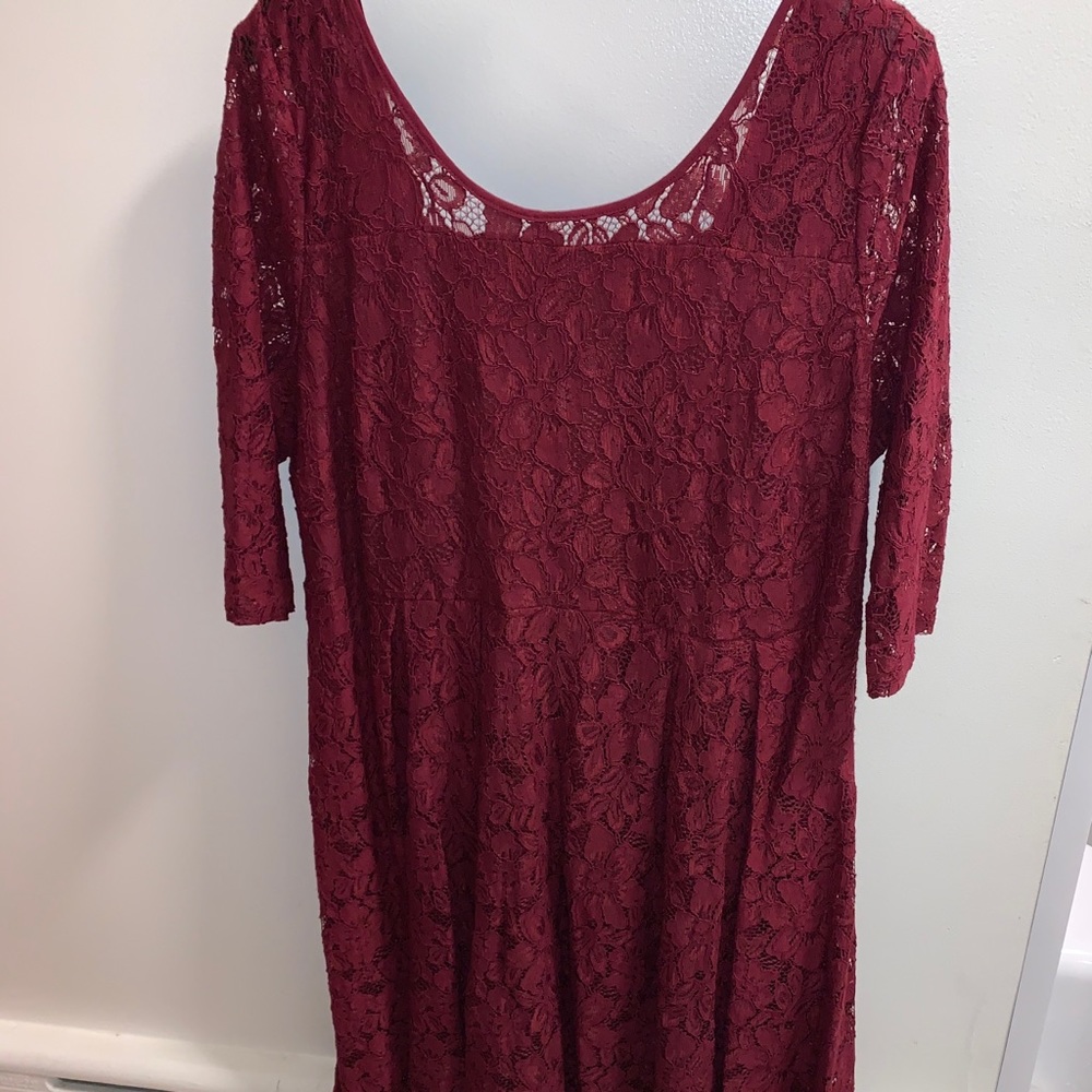 Gorgeous Lane Bryant Lace Dress Sz 22 Burgundy